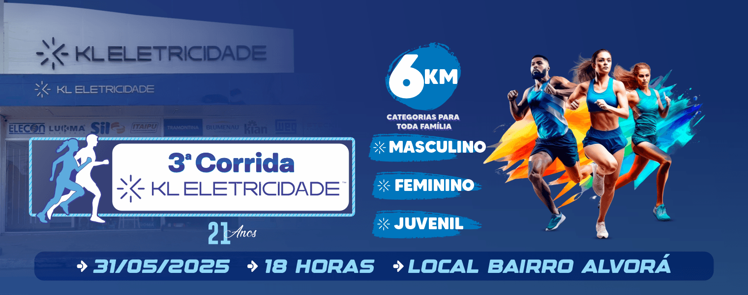 Imagem de divulgação do 3ª Corrida Kl Eletricidade - 6Km - 21 Anos - Night Run