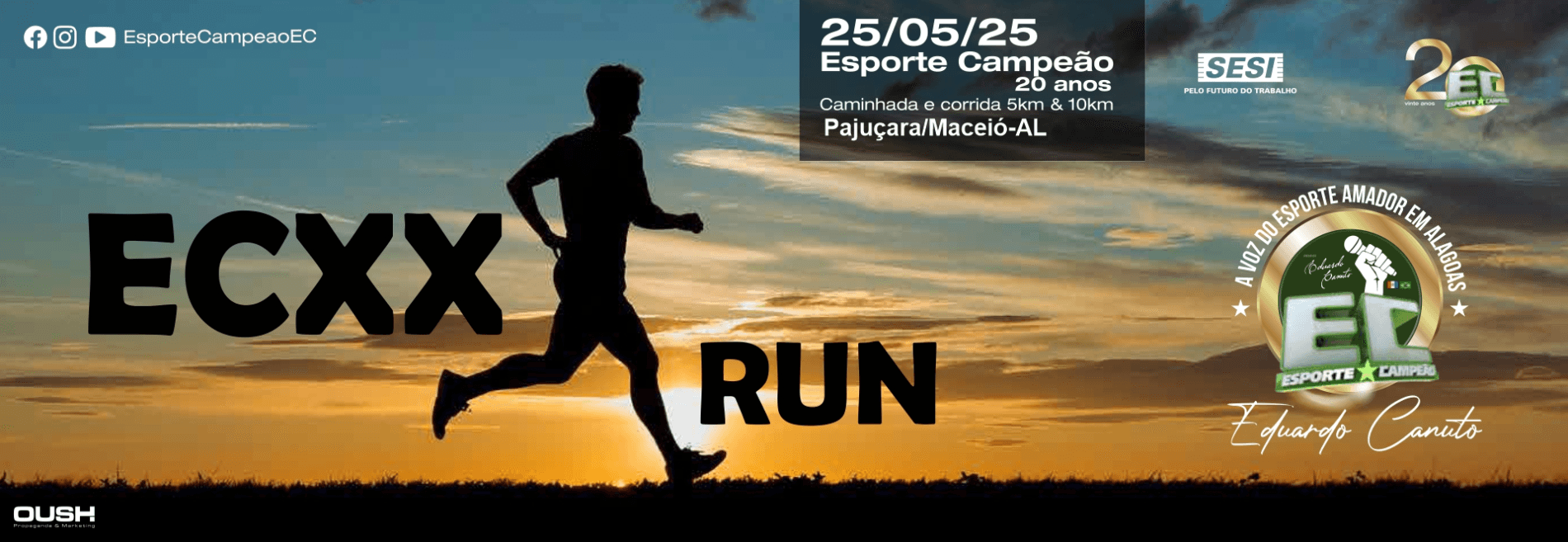 Imagem de divulgação do Ecxx Run - 20 Anos Esporte Campeão