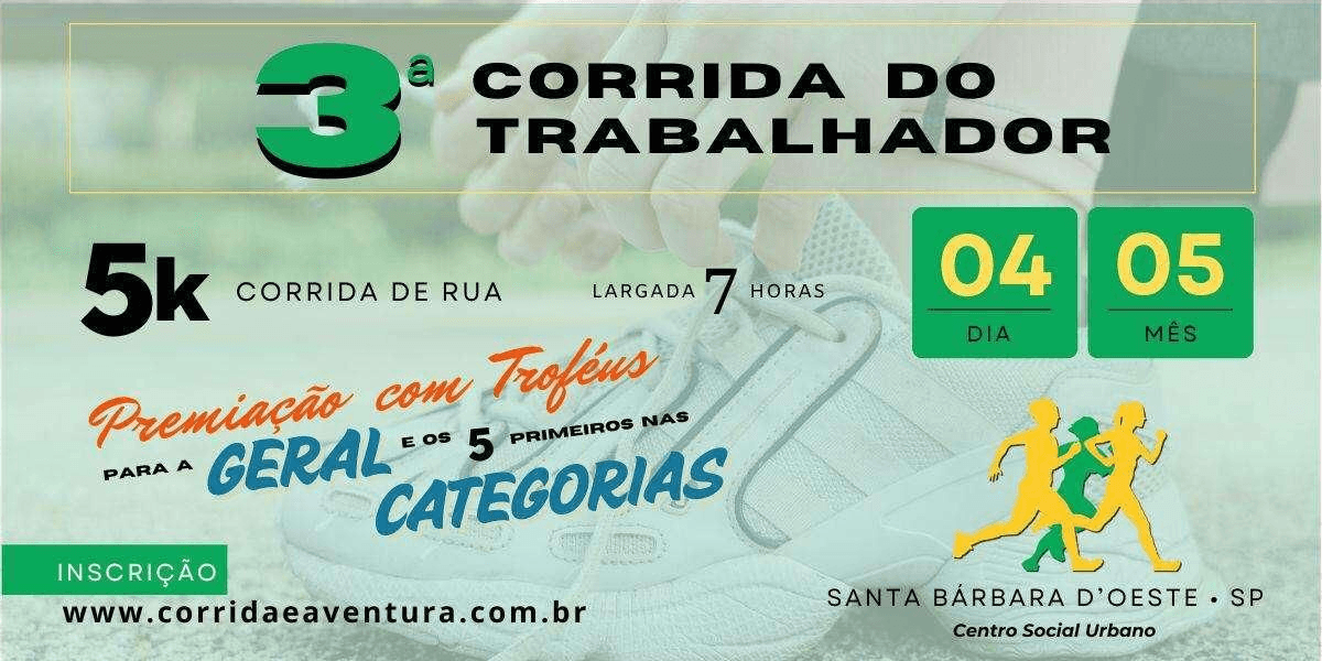 Imagem de divulgação do 3º Corrida Do Trabalhador