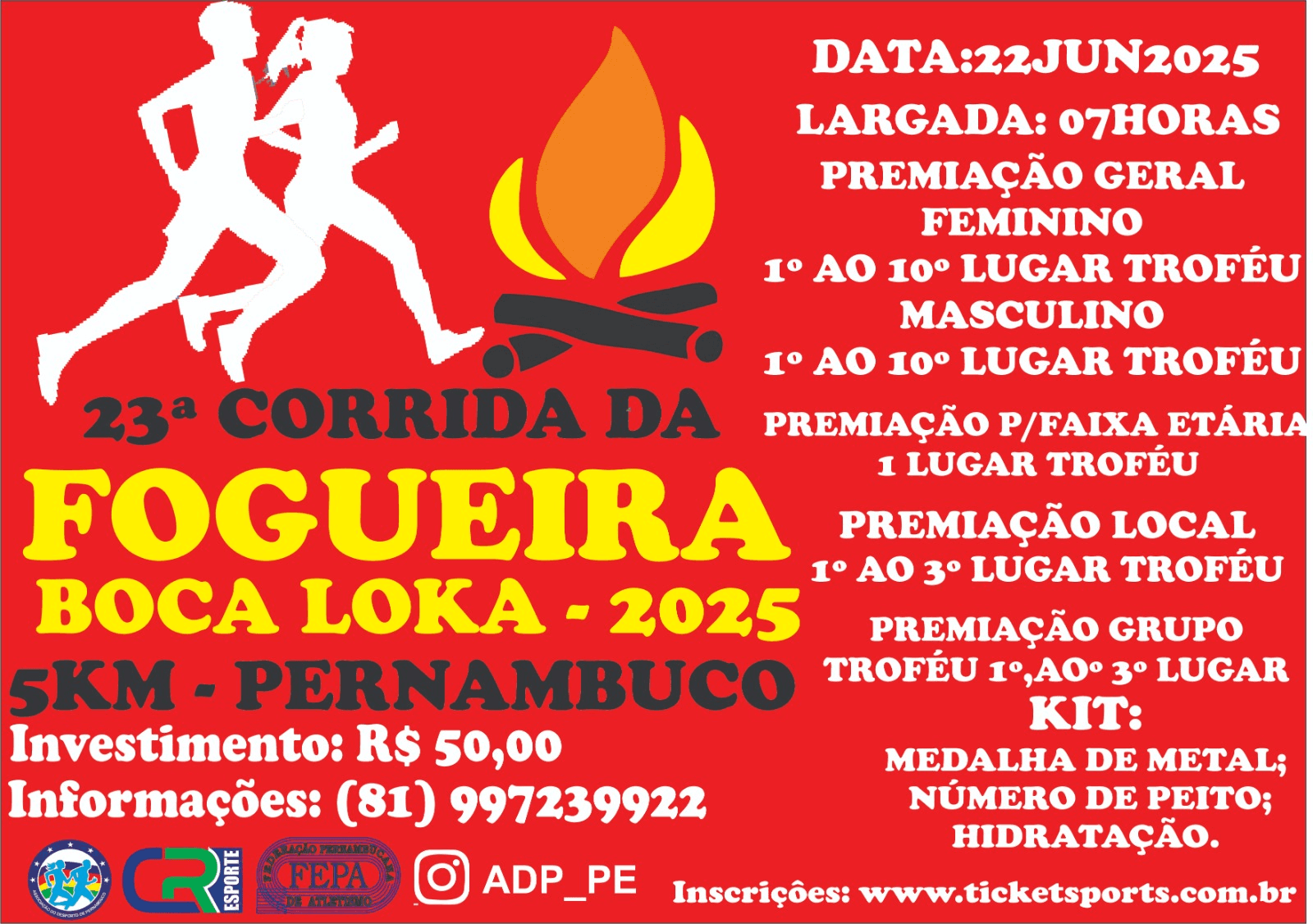 Imagem de divulgação do 23ª Corrida Da Fogueira Boca Loka