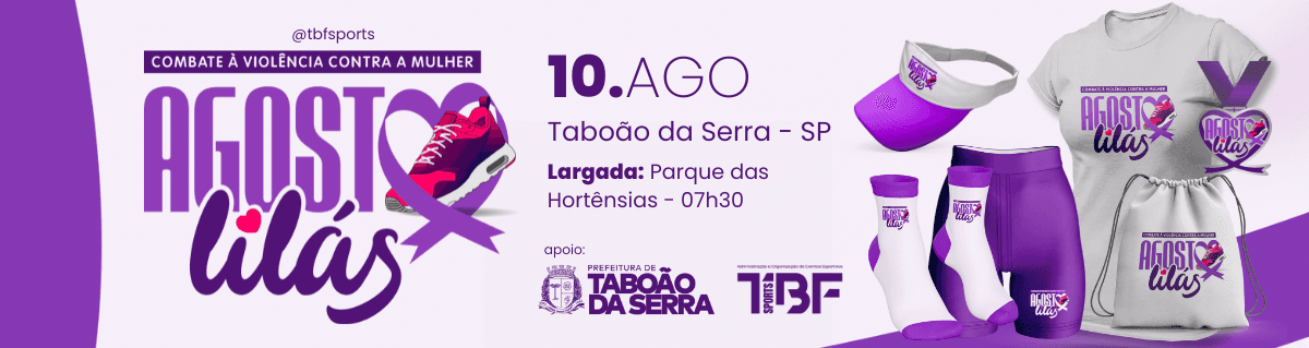 Imagem de divulgação do Corrida E Caminhada Agosto Lilás Em Combate À Violência Contra As Mulheres - Taboão